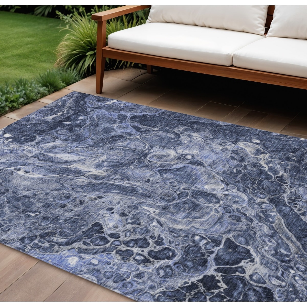 HomeRoots Abstract Transitional Rectangle Outdoor Rug