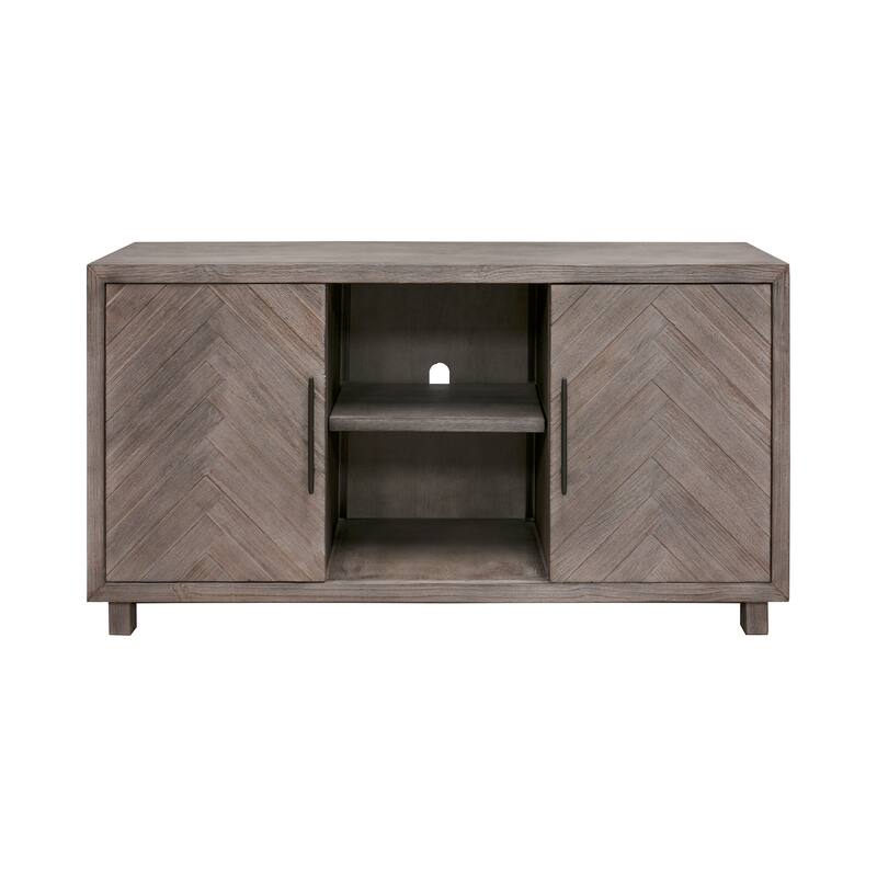 60" TV Console, Entertainment Stand, Wood Accent Cabinet, Fully Assembled, Gray - 60"W x 32"H x 16"D