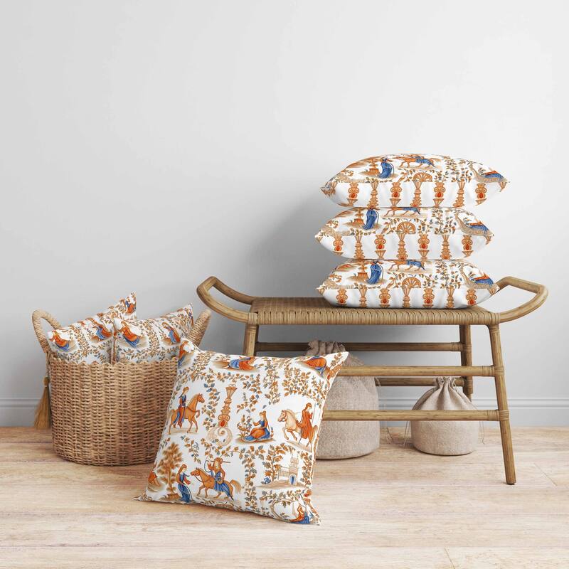 Celestial Tangle Faux Suede Reversible Throw Pillow Orange and Blue