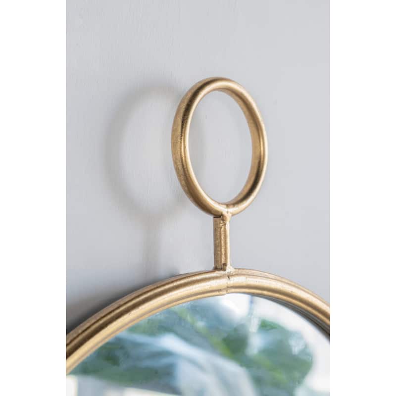 26" x 32" Circle Wall Mirror with Gold Metal Frame, Accent Mirror for Living Room, Entryway, Office
