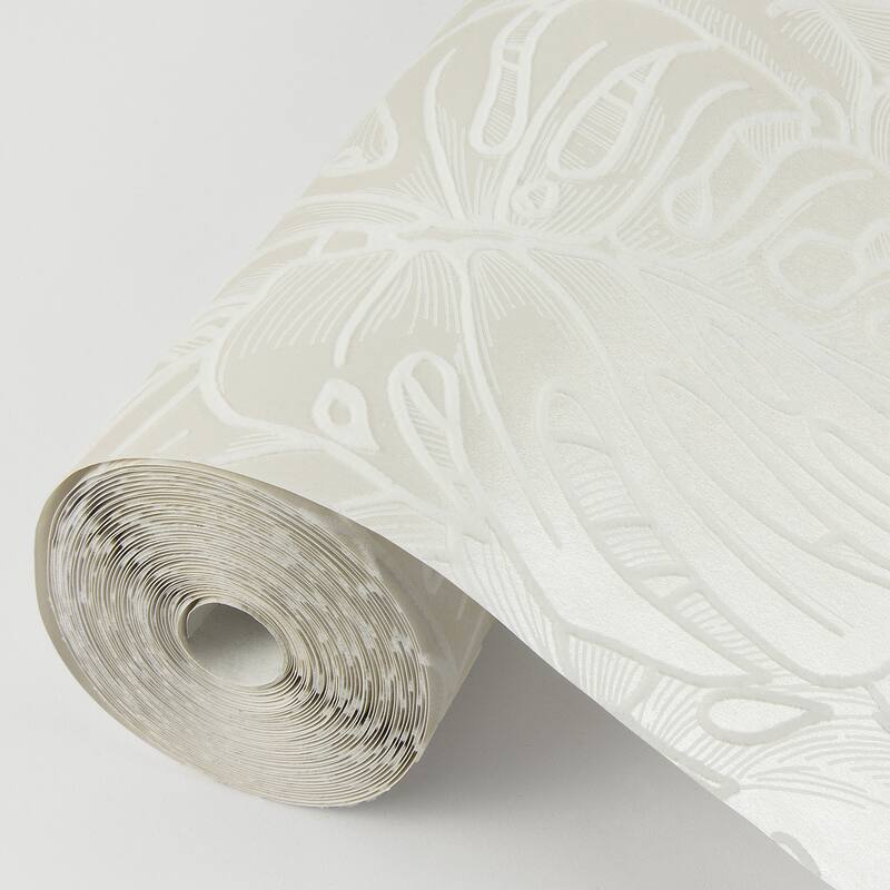 Scott Living Balboa White Botanical Wallpaper