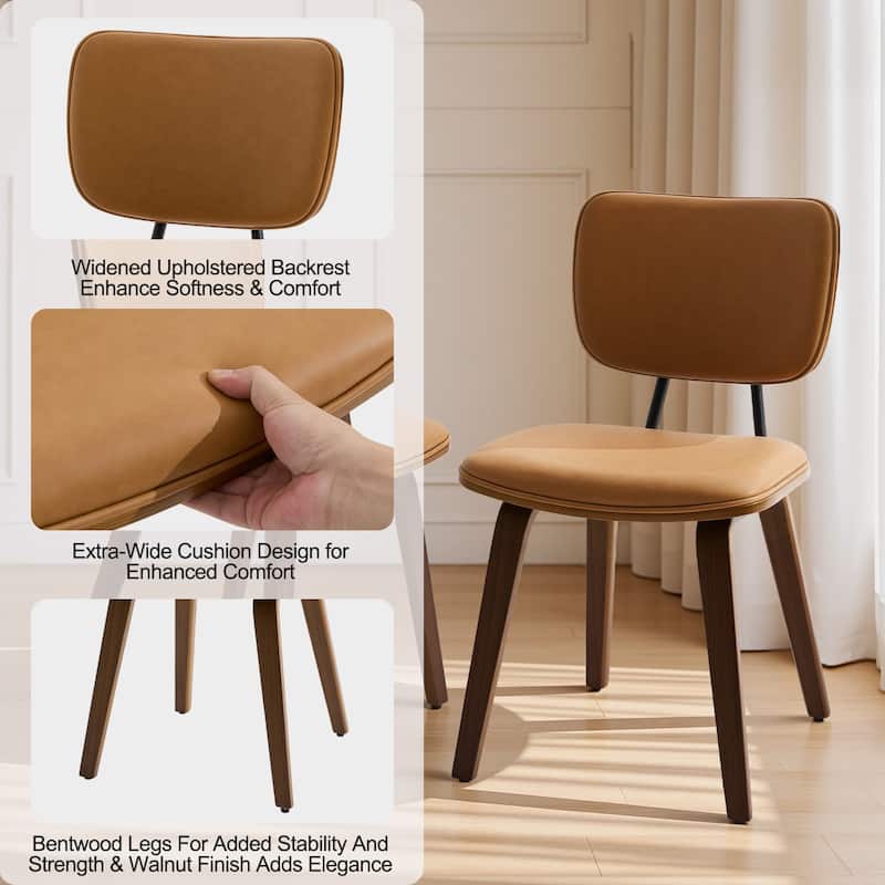 Faux Leather Upholstered Dining Chairs Set of 2/4 with Wood Legs - 32.3"H x 18.5"W x 21.8"D