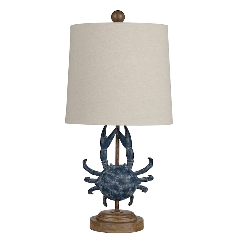 20.25"H Brown Resin Crab Table Lamp with Shade - 10" x 10" x 20.25" - 10" x 10" x 20.25" - Blue
