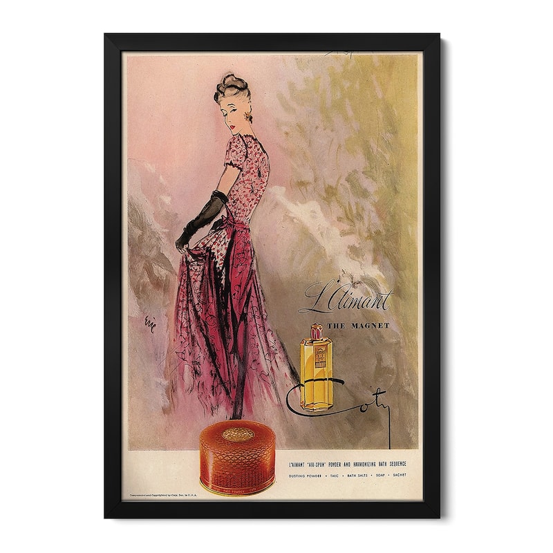 1940s Coty Perfume Magazine Advert Premium Framed Poster by Carl Erickson