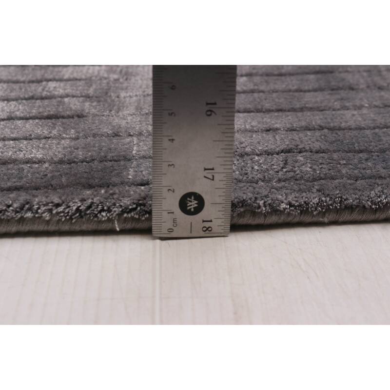 ECARPETGALLERY Hand Loomed Kashkuli Gabbeh Grey Viscose Rug - 5'7 x 7'10