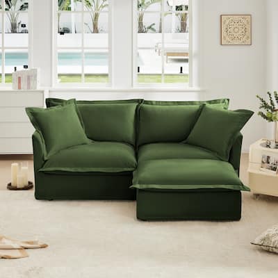 Modern Deep Seat Modular Sofa with Removable Chenille Covers and Plush Cushions for Living Room and Guest Room