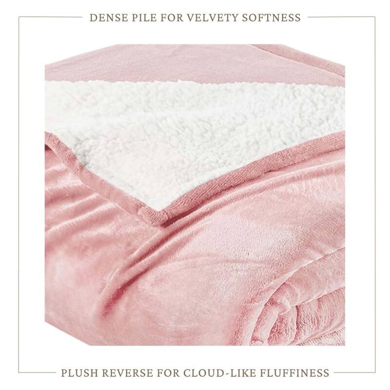 Linery & Co. Velvet Plush Reversible Sherpa Bed Blanket