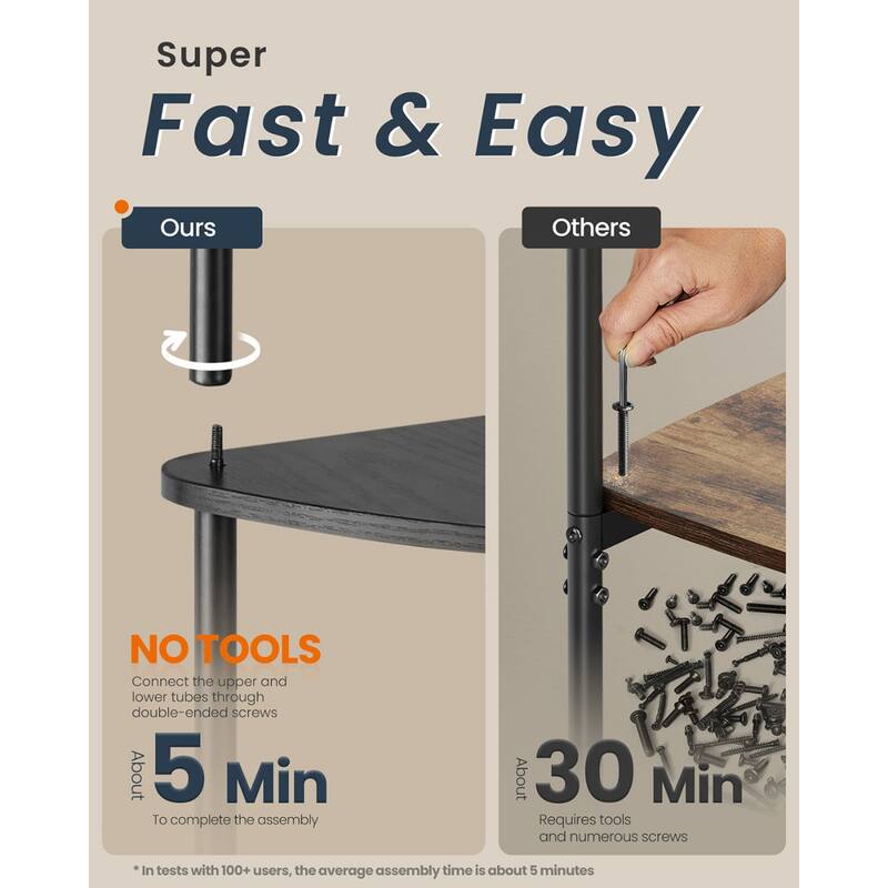 Steel 3-Tier Corner Shelf with Anti-Tip and Tool Free Setup - 15"D x 10.6"W x 27.8"H