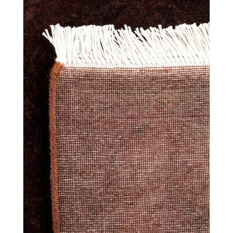 Overton Hand Knotted Wool Vintage Inspired Modern Contemporary Overdyed Brown Area Rug - 2' 7" x 4' 5"