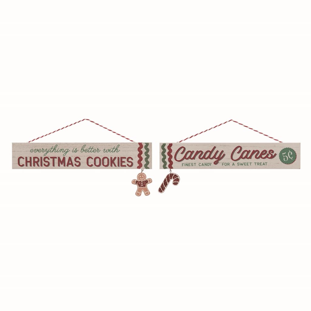 Transpac MDF Christmas Sweets Decor Set of 2 Christmas Home Decorations
