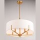 preview thumbnail 12 of 13, Surrey 5 Light Natural Brass Mid-Century Modern Chandelier White Fabric Drum Shade - 22-in W x 15.5-in H x 22-in D