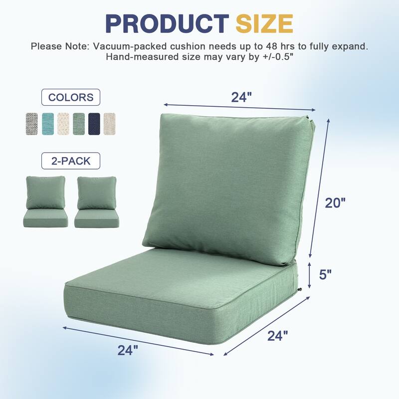 Aoodor Outdoor Seat/Back Cushion Set of 2