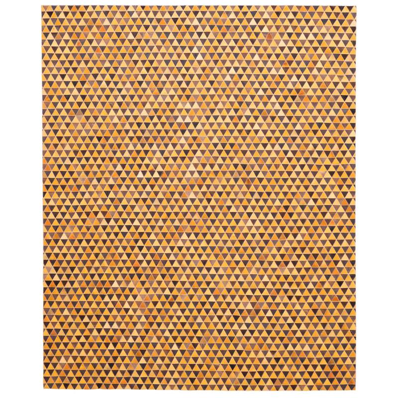 ECARPETGALLERY Handmade Cowhide Patchwork Orange Leather Rug - 8'0 x 10'0