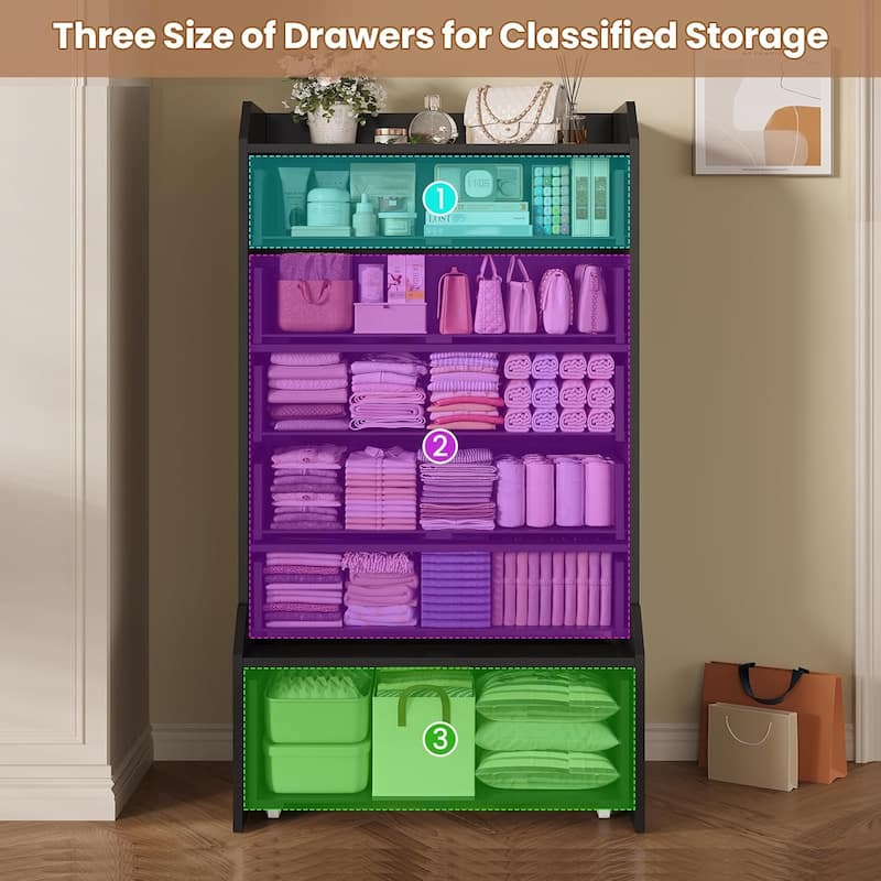 Tall 6 Drawer Dresser Dresser for Bedroom Vertical Dressers Chest of Drawers