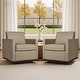 preview thumbnail 78 of 154, Set of 2 Modern Swivel Accent Armchairs Upholstered Arm Chairs Faux Leather - Cream