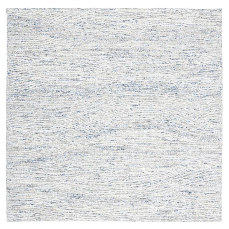 SAFAVIEH Handmade Metro Fetnete Modern Abstract Wool Rug - 6' Square - Light Blue/Ivory