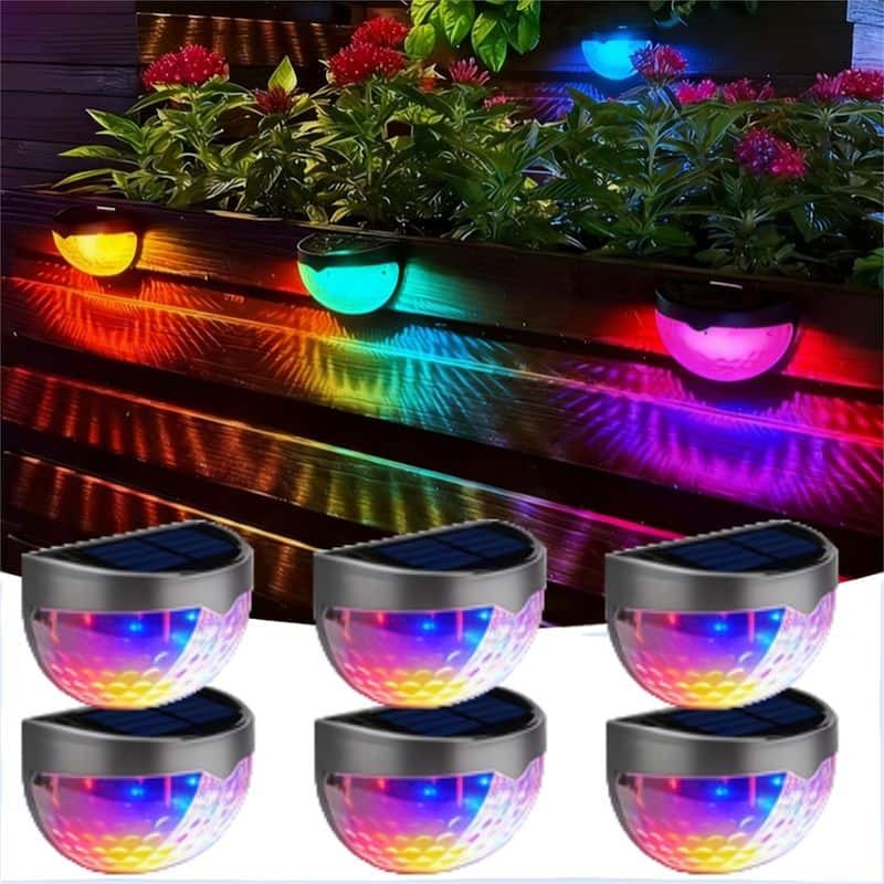 6 Pack Solar Powered Outdoor Lights - Colorful