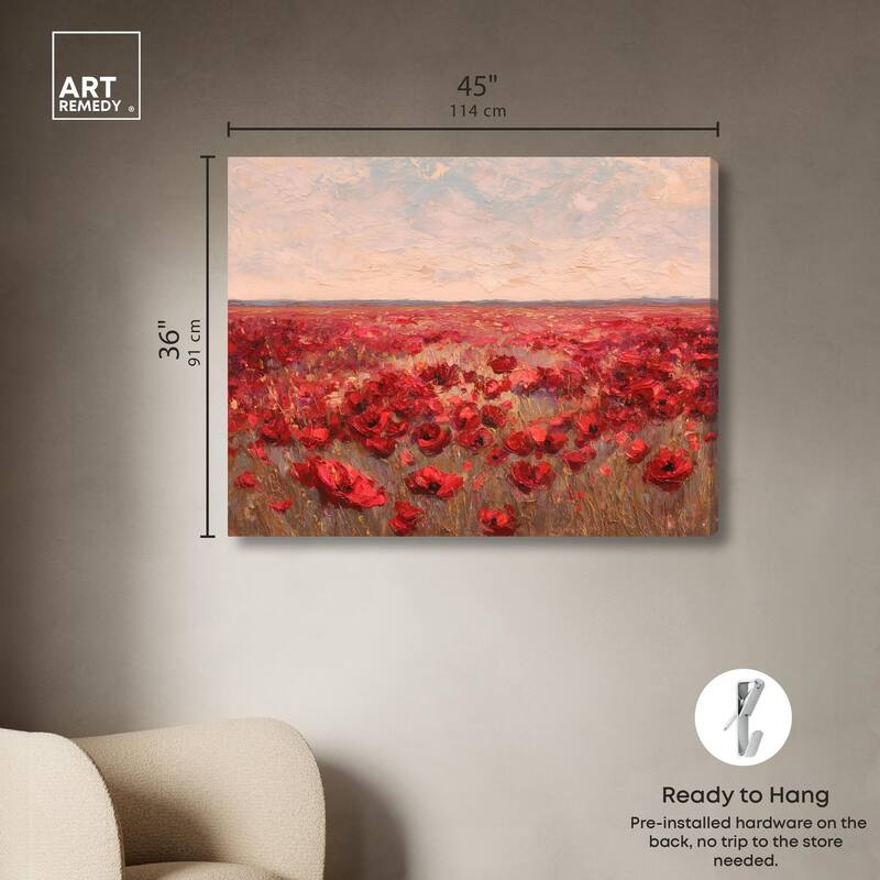 Sea of Red Poppies I Canvas by Art Remedy, Gallery Wrapped