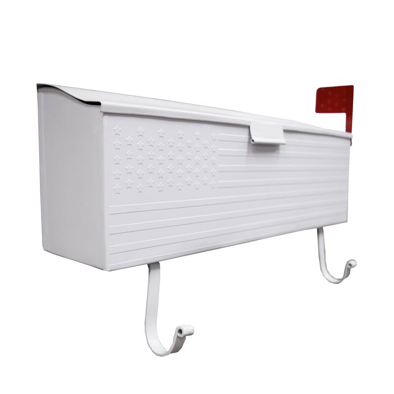 Patriotic Metal Wall Mounted Mailbox with Outgoing Mail Flag and Newspaper Hangers
