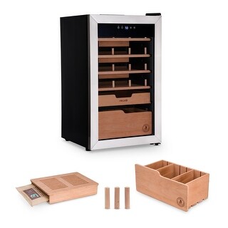 Newair x Boveda 500 Count Electric Humidor, Spanish Cedar Shelves, Temperature Control, Cigar Humidor, Humidity Control