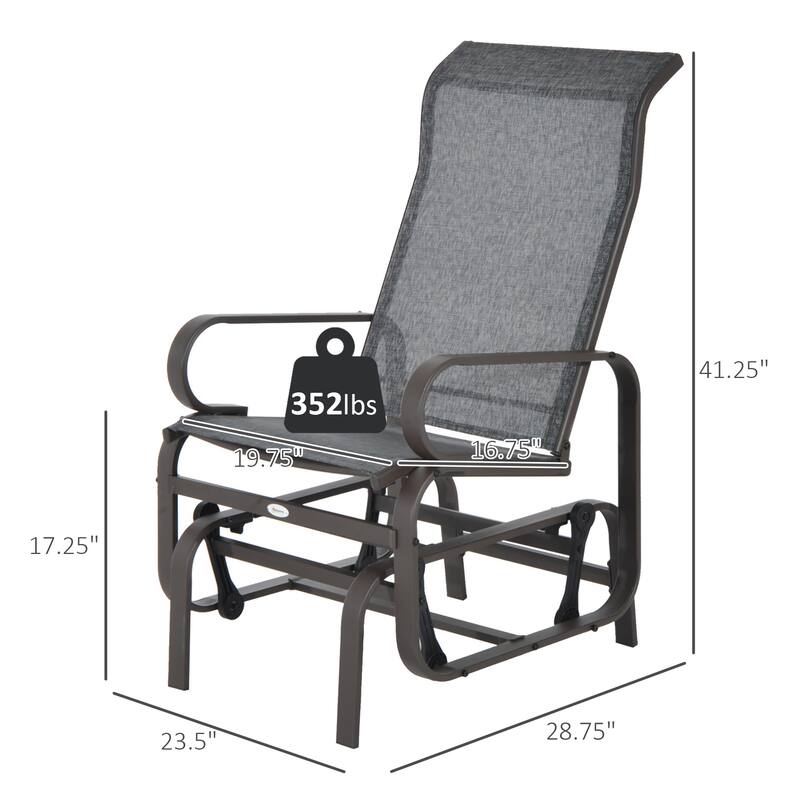 Outsunny Outdoor Glider Chair, Gliders for Outside Patio with Smooth Rocking Mechanism and Lightweight Construction for Backyard