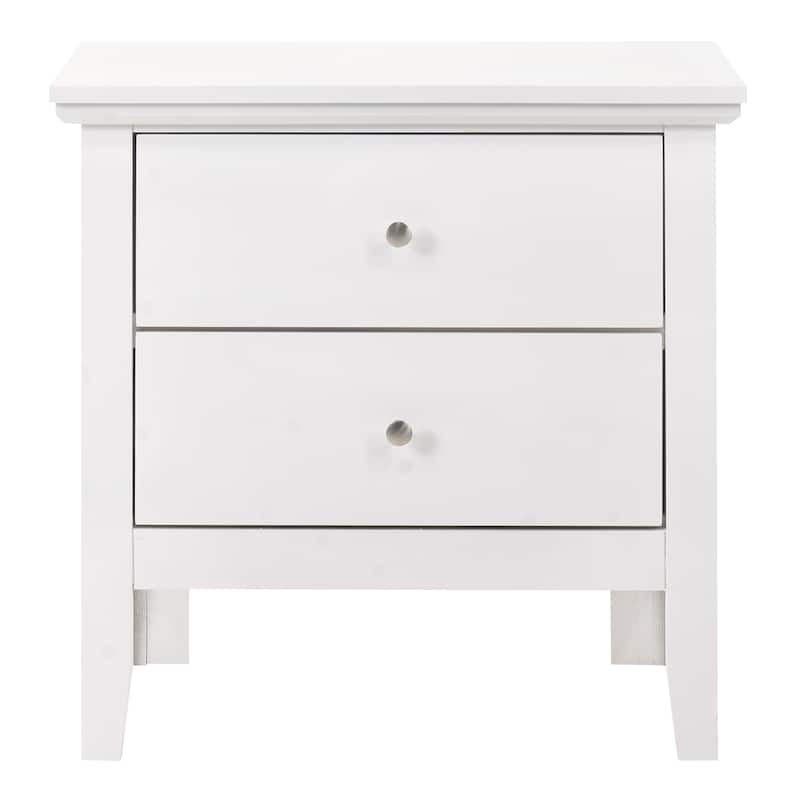 Modern 24-in Double-Drawer Nightstand with Metal Knob