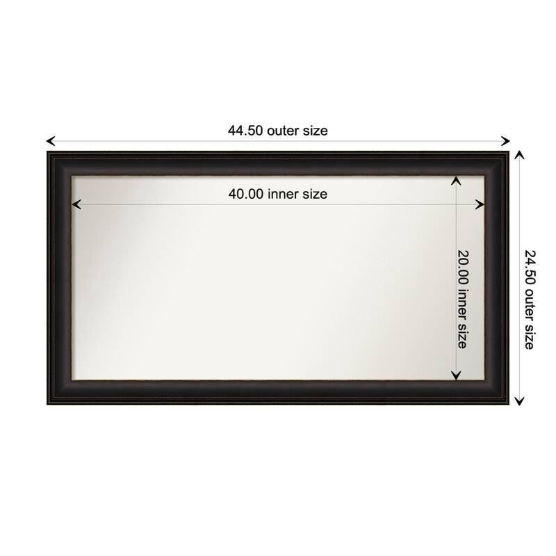 Trio Oil Rubbed Bronze Framed Non-Beveled Custom Wall Mirror, Bathroom Vanity Mirror - Outer Size: 44.5 x 24.5