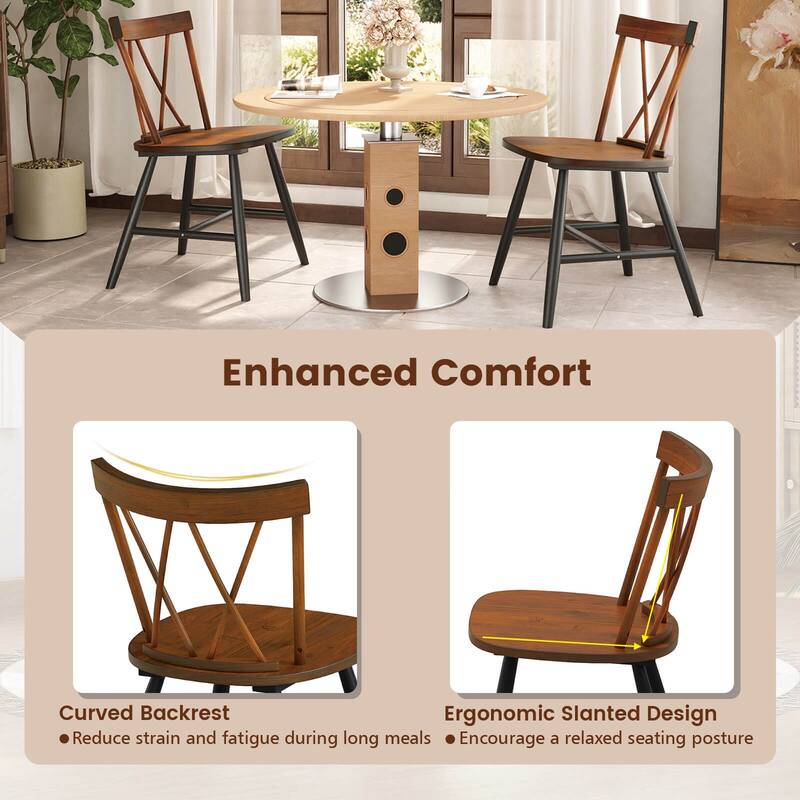 Costway Dining Chairs Set of 2/4 Farmhouse Kitchen Chair with Rubber