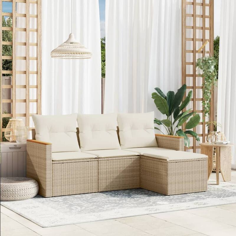 vidaXL Garden Sofa Set Black - 24.4 x 24.2 x 27.2 - Beige Modular Set Without table
