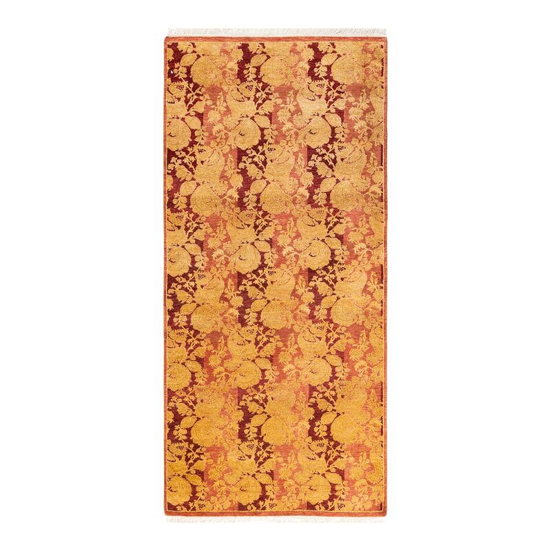 Overton Handknotted Wool Traditional Abstract Pink Runner - Runner - Rose