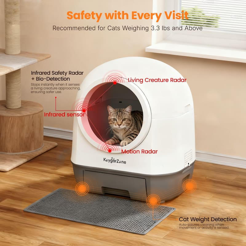 Automatic Self-Cleaning Cat Litter Box with Odor Control & App Control, White