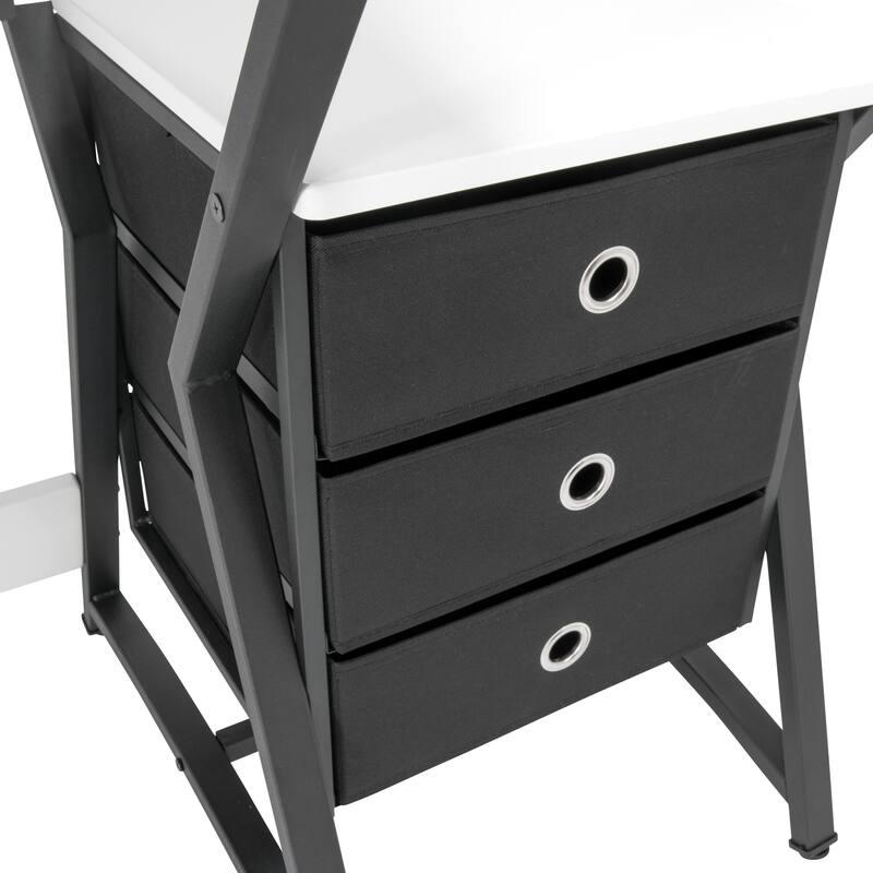 Studio Designs Hourglass Craft Center with MDF Stool, Charcoal/White