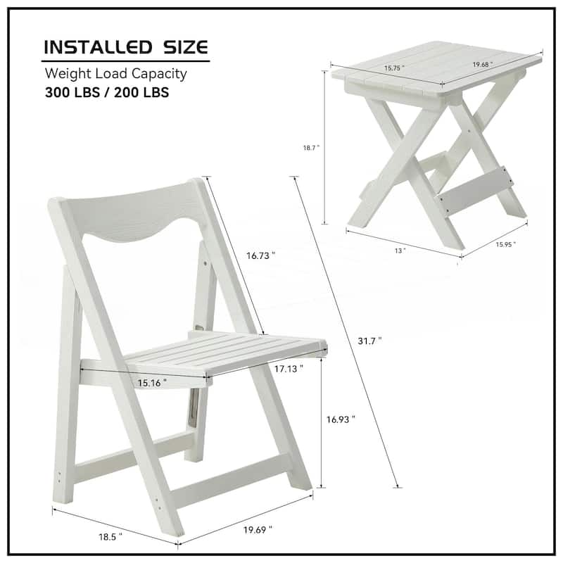 Outdoor Bistro Set Foldable Small Table and Chair Set