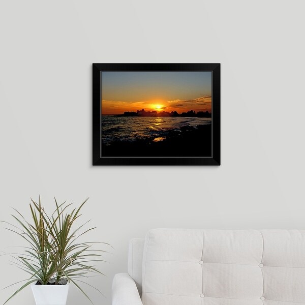 "Sunrise on the coast" Black Framed Print