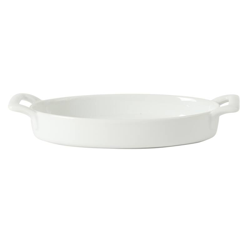 Gibson Home Gracious Dining Oval Au Gratin Baking Dishes, 4-Piece Set - 9oz or 15oz Oven Safe Ceramic with Handles - white