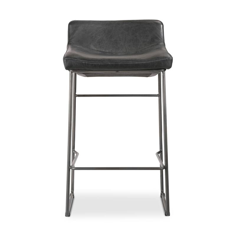 NADAAL STUDIOS Orson, Counter Stool With Top Grain Leather, Set of Two - 17"W x20"D x32"H