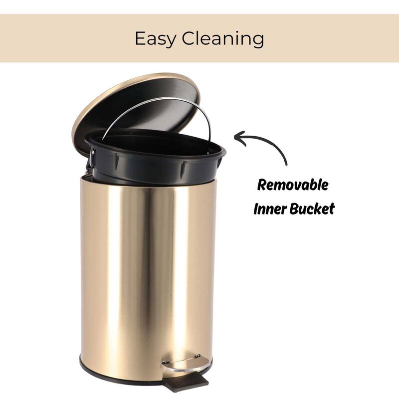 Brushed Gold Trash Can Soft Close Lid 3 Liters (0.8 Gallon) - 0.8 Gal.