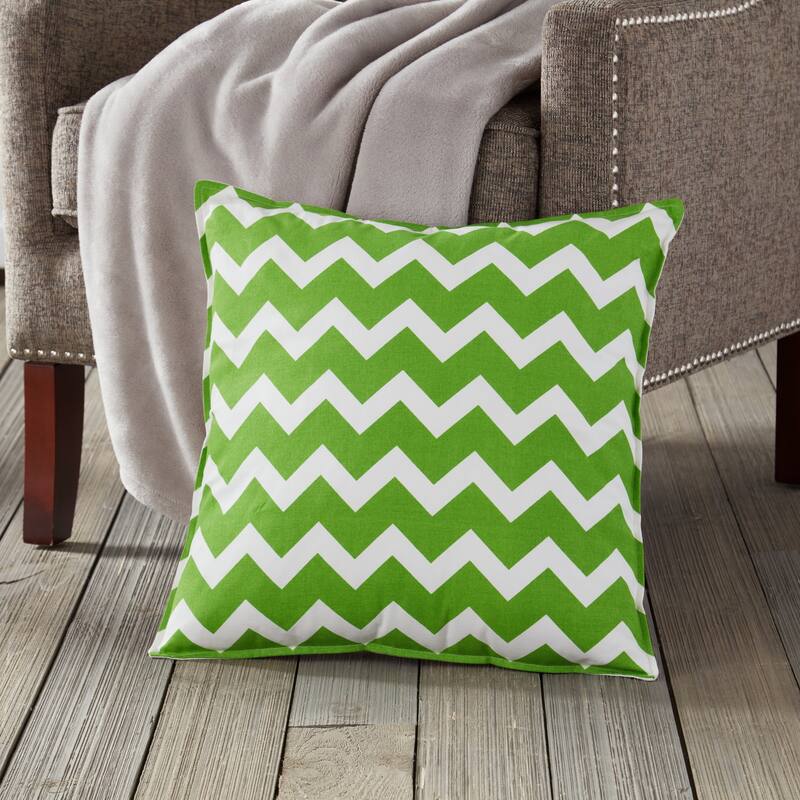 Chevron Cotton Canvas 20-inch Pillow - Green