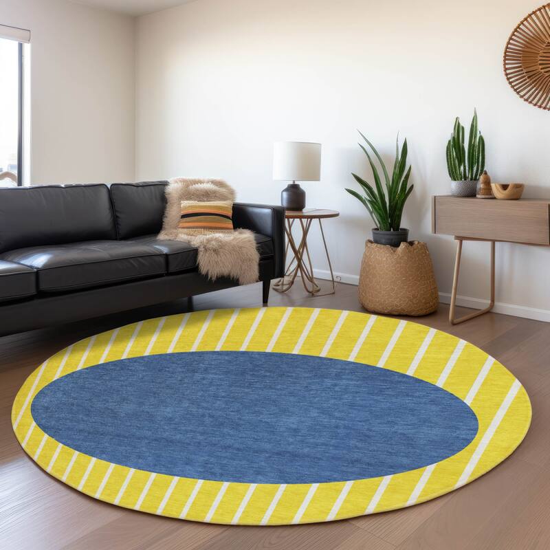 Premium Washable Super Soft Modern Zen Mayfield Rug - Yellow - 8' x 8'
