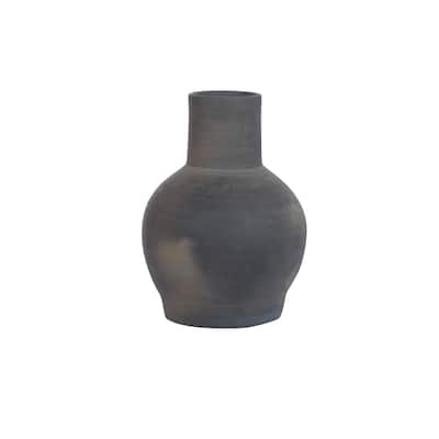 Black Terracota Gourd Vase - Black