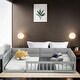 preview thumbnail 2 of 22, Wood Full Size Upholstered Platform Bed with Guardrail and Pillow