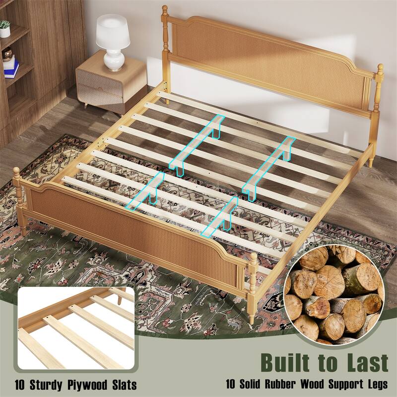 King Platform Bed Frame with Headboard