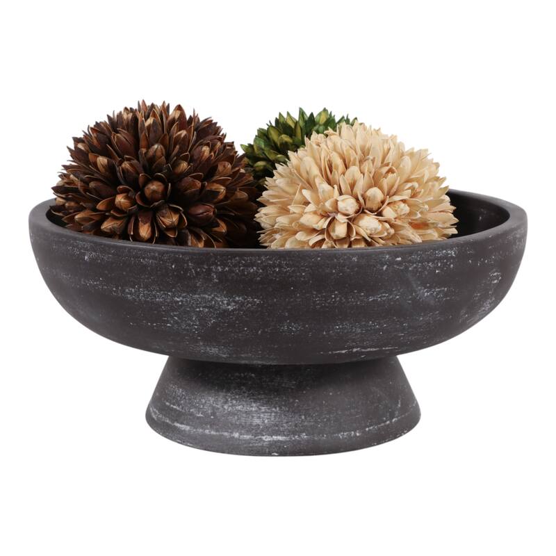 Pottery Terracotta Bowl with Pedestal Base Contemporary Casual Style