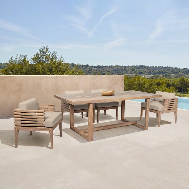 Vivid 82" Solid Eucalyptus Wood Indoor Outdoor Patio Dining Table