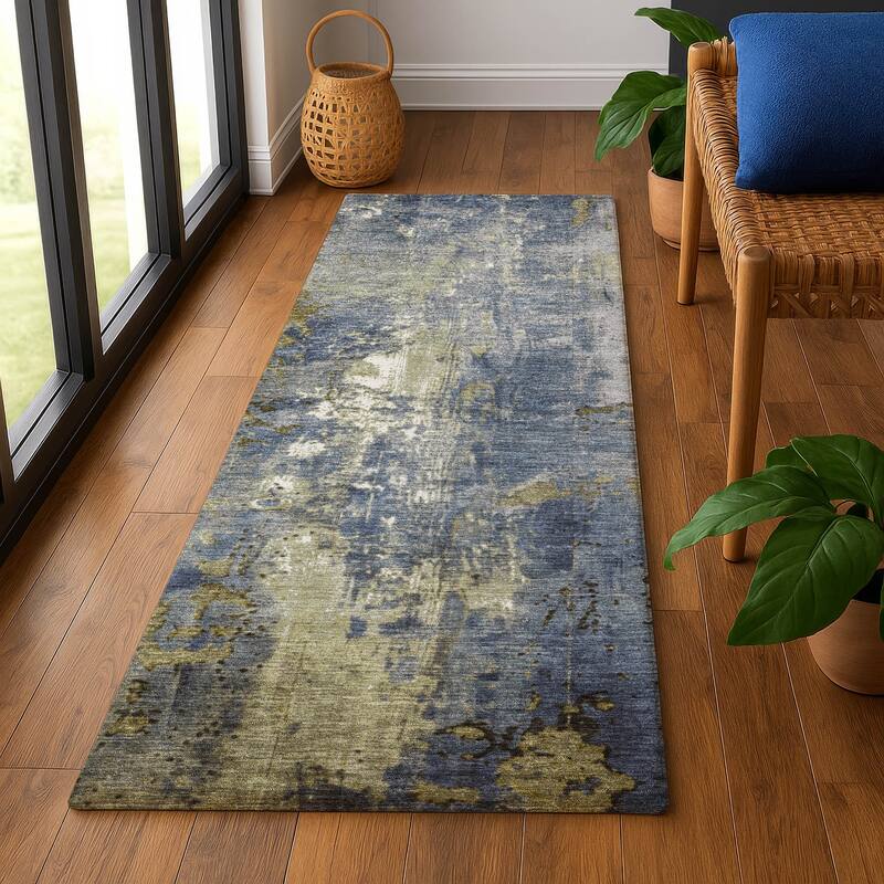 Premium Washable Super Soft Abstract Chic Mayfield Rug - Khaki - 2'3" x 7'6"