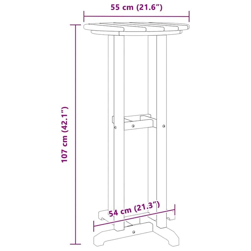 vidaXL Bar Table Black 21.7" x 21.7" x 42.1" HDPE - 21.7 x 21.7 x 42.1 inch