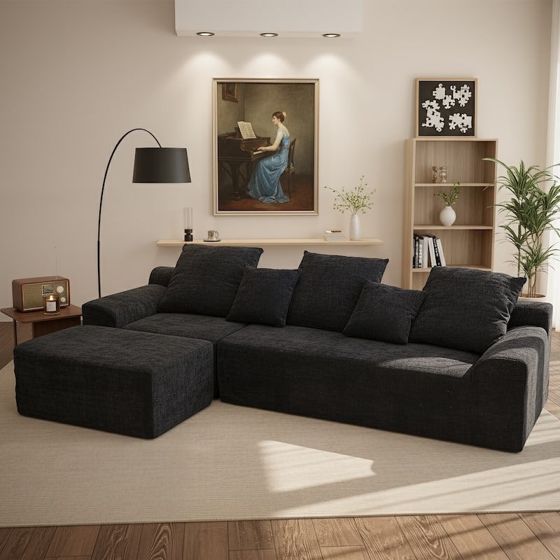GDFStudio - Vivian 111.2" Modern L-Shaped Modular Sectional Sofa, Adjustable Deep Seat Couch