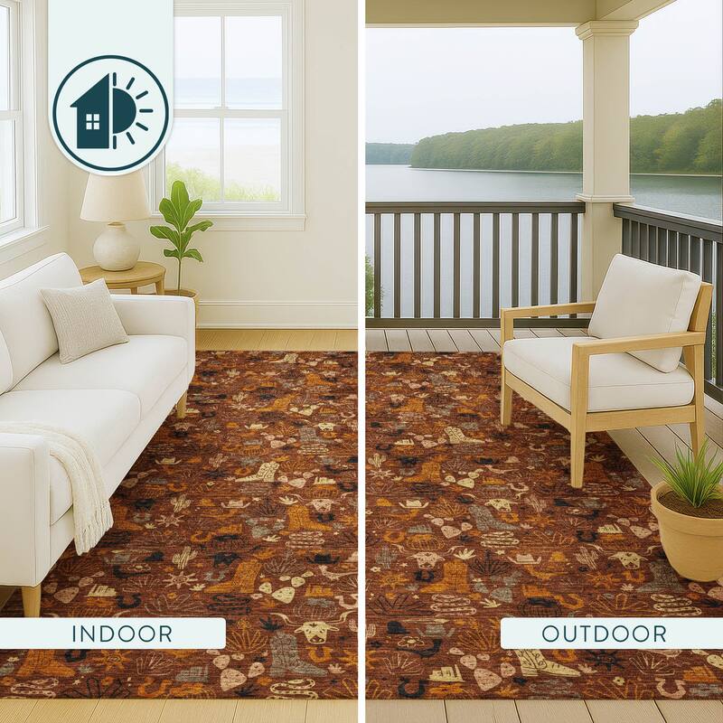 Machine Washable Indoor/ Outdoor Cowboy Dallas Chantille Rug