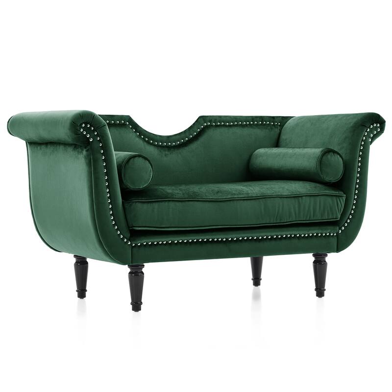 Christopher Knight Home - Velvet Bench with Nailhead Trim & Curved Arms