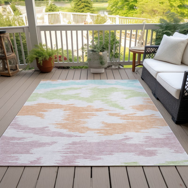 Machine Washable Indoor/ Outdoor Chantille Global Boho Rug - White - 8' x 10'